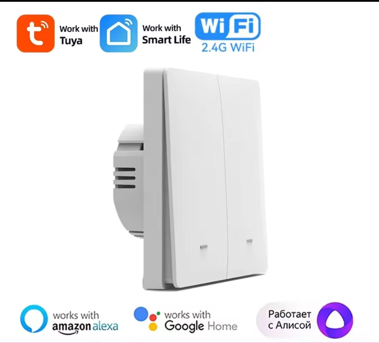 Tuya Smart WiFi Switch pour éclairage, sans fil Smart Life, commande vocale, fonctionne avec Alexa, Google Home